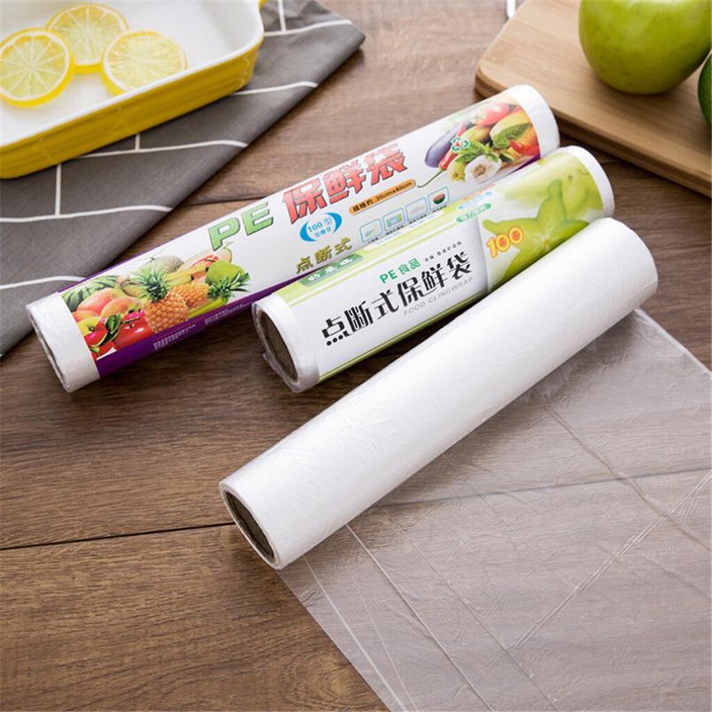 Food Grade Eco Friendly Plastic Bag Breakpoint Kitchen Reusable Thickening Food Preservation Bag 50 Packs Plastic Bags