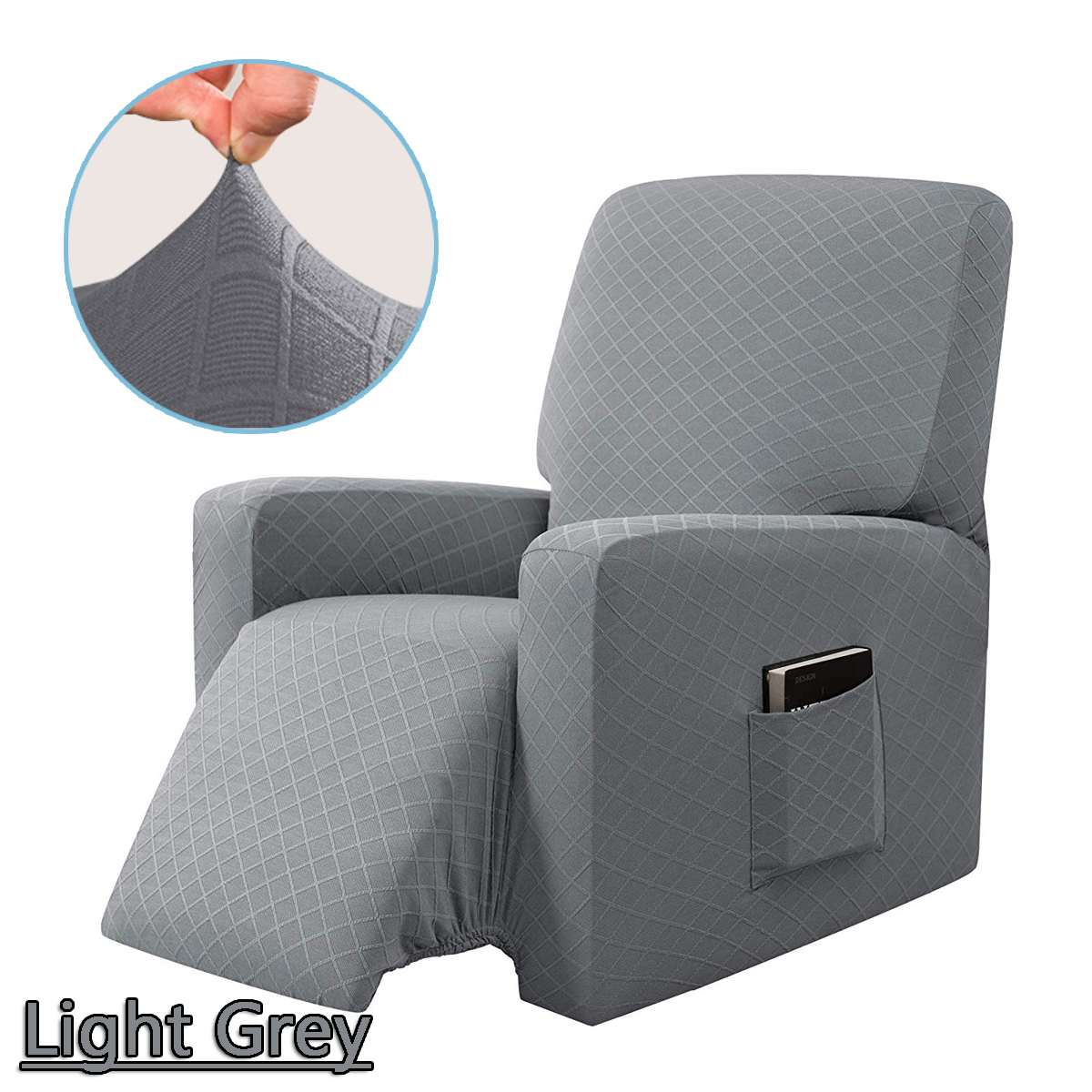 Vandtæt hvilestol stretch sofaovertræk alt inklusive skridsikker elastisk sofasofaovertræk til wingback stol sofa: Lysegrå