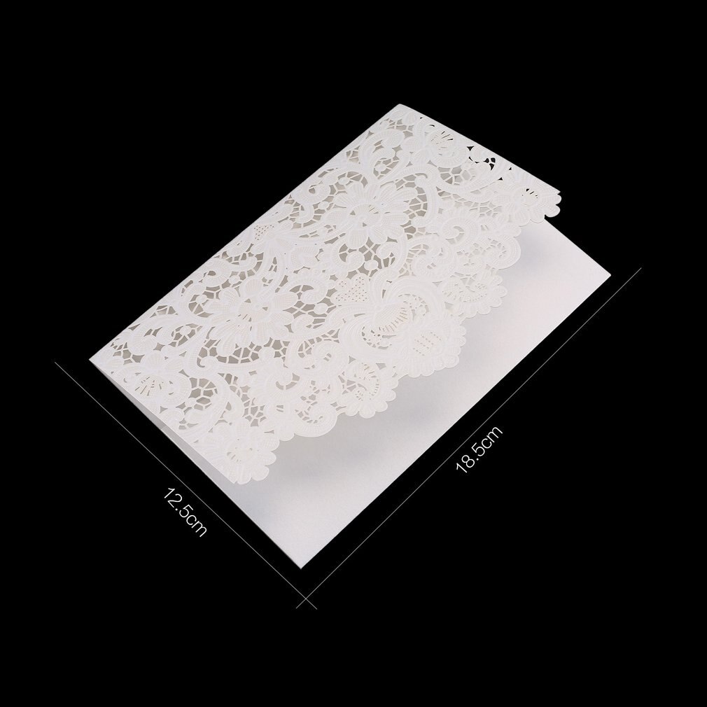 10 Pieces Foldable Invitation Card Cover Exquisite Hollow Out Bride Groom Printing for Wedding Party Use: White
