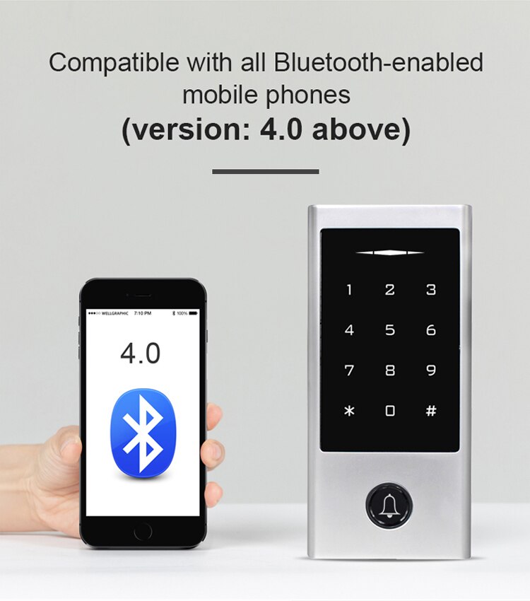 Tuya Wifi Optionele Bluetooth Deurslot Waterdichte Toetsenbord Toegangscontrole Standalone Keypad Rfid Card Entry Reader: H1-BT