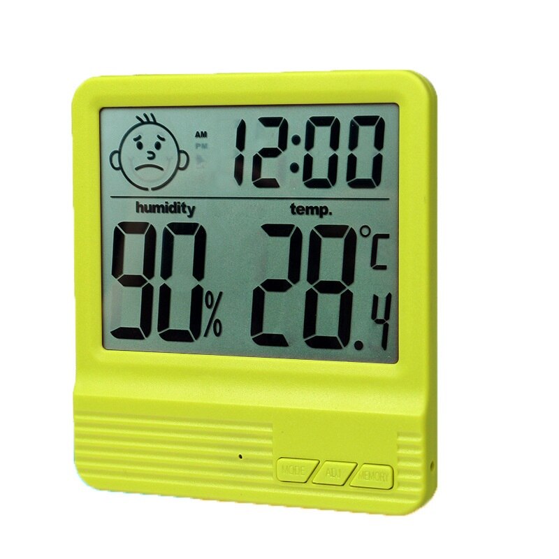LCD Digital Temperature Humidity Meter -2 -1 Indoor Outdoor hygrometer thermometer Weather Station with Clock^1: CX-301B Yellow