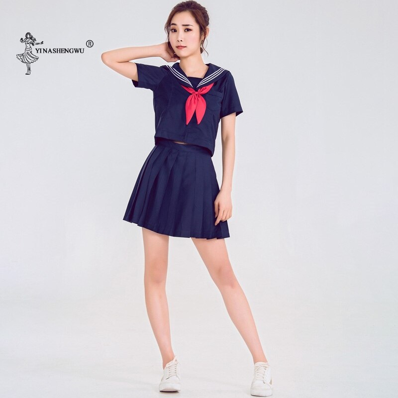 Ladies Sailor Suit College Wind Japanese School Uniform JK Summer Uniform Dance Costume For Girls High School Students Clothing: Color 1 / XL