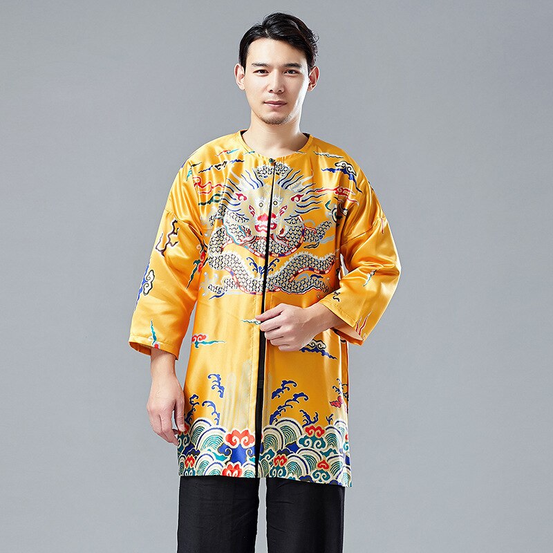 Chinese Style Men's Long Shirt Print Dragon Sun Ya... – Grandado