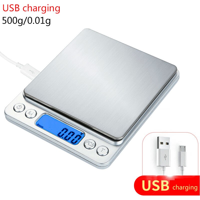 Weight Balance Scale for Kitchen 3kg/0.1g USB LCD Digital Electronic Weighing Scale Jewelry Scale High Precision Jewelry Grams: USB 500g-0.01g