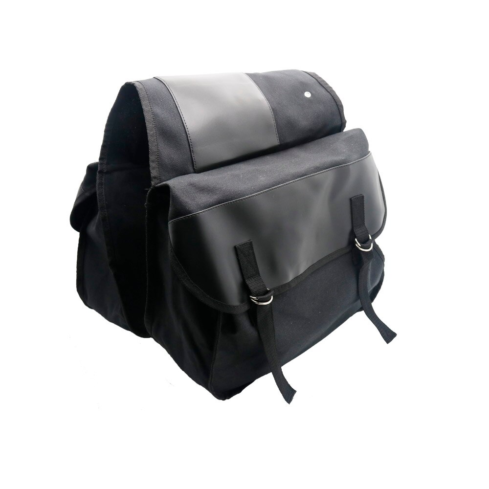 Universal sadeltaske til motorcykeltaske lærred bagsæde bagage tasker til sportster  xl883 1200 til honda til kawasaki: Y -mc0013 sort