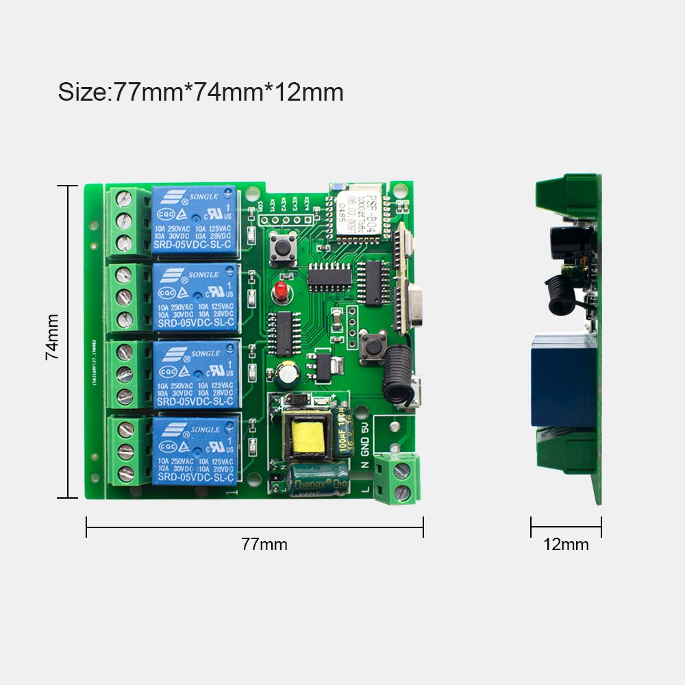 Ewelink Smart Afstandsbediening Wifi Draadloze Schakelaar Module 1CH/4CH DC5V 12V 32V 220V Tippen Zelf-Vergrendeling Rf Ontvangen 10A Relais