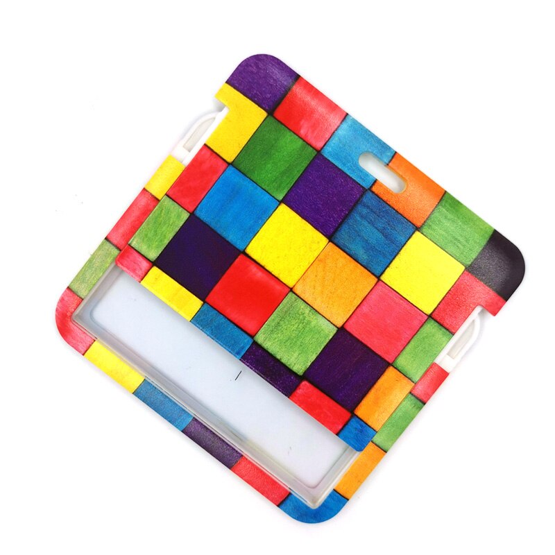 Rainbow lattice Pattern Horizontal ID Retractable Badge Holder ID Badge Holder Clip Name Card Keychain Nurse Work Decorations: 5