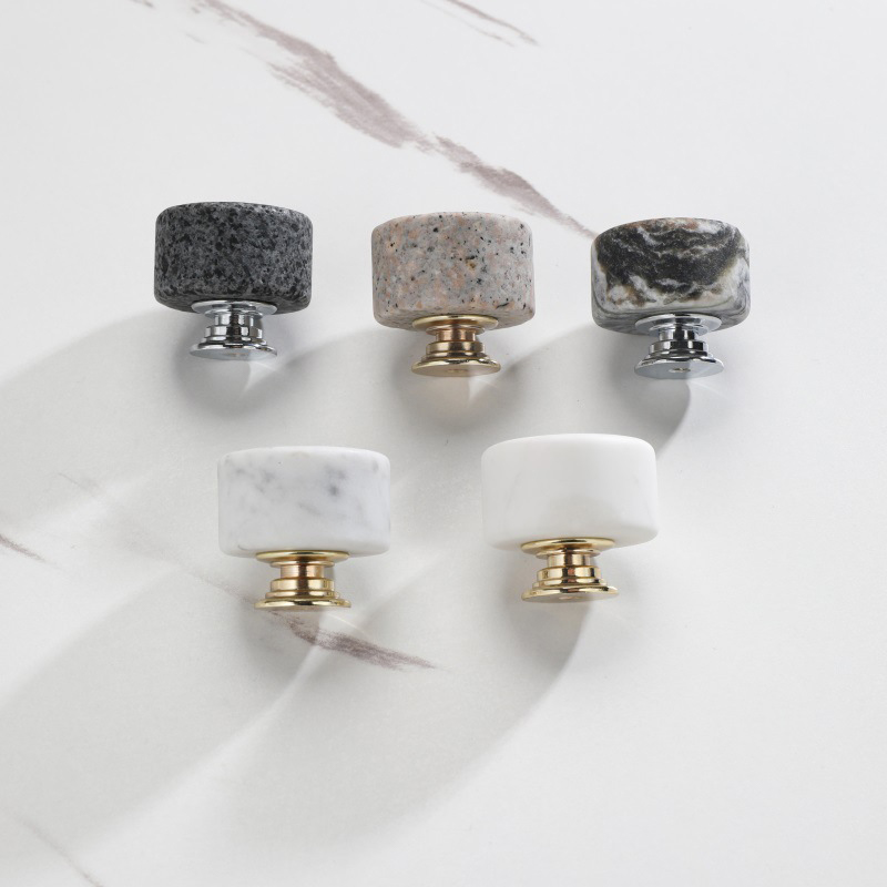1pc Cylinder Cabinet Wardrobe Door Handle Drawer Aluminum Alloy Artificial Marble Handle