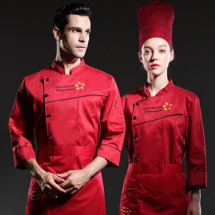 M  to 4xl stor størrelse kokk jakke hotell kvinner og menn kokk slitasje western restaurant kokk master coat: Rød / Xxl