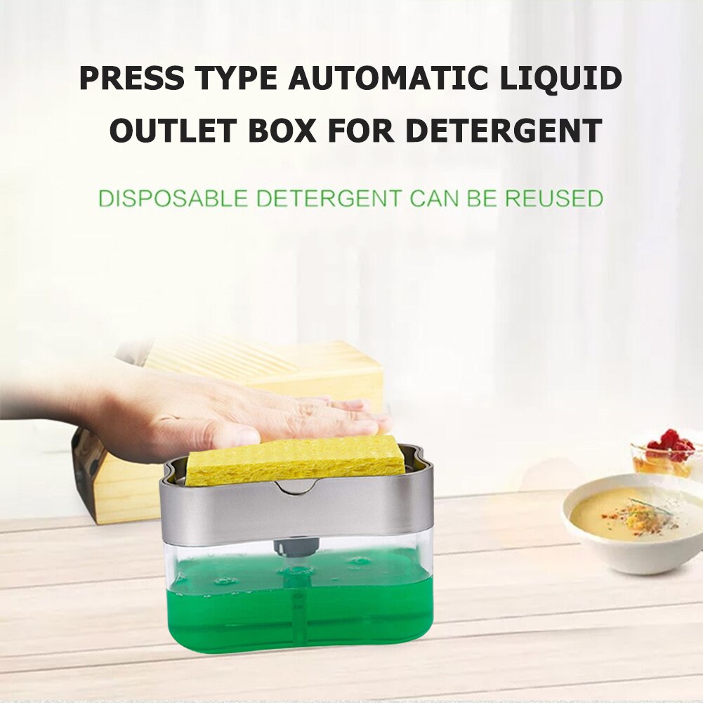 Automatische Zeepdispenser 2 In 1 Schrobben Vloeibaar Wasmiddel Dispenser Pers Type Liquid Zeepkist Voor Badkamer Keuken