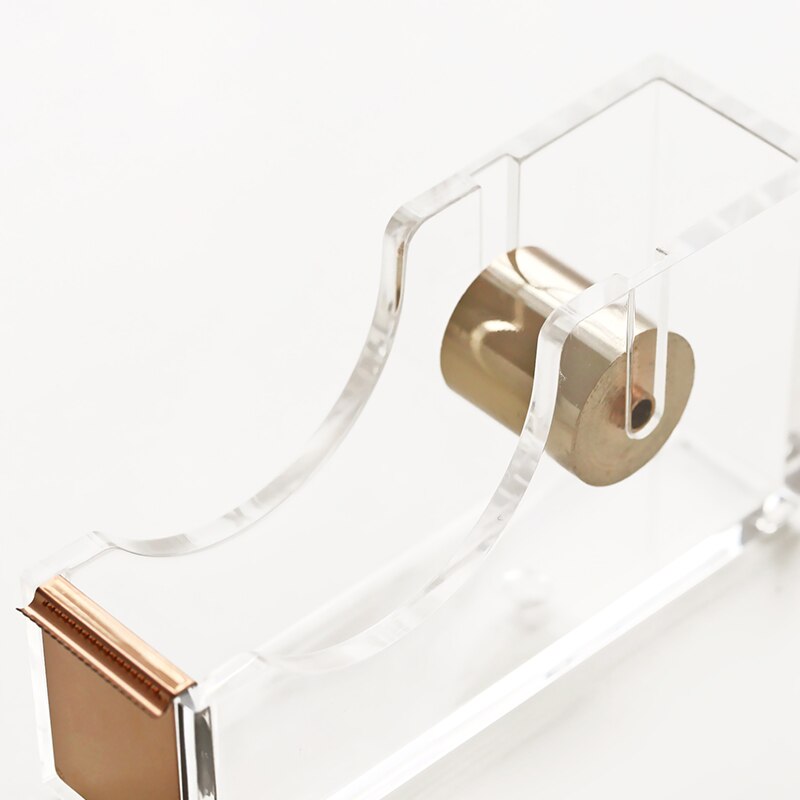 Luksus rosa guld tape dispenser akryl malertapeskærer washi tape opbevaring organizer selvklæbende tape holder