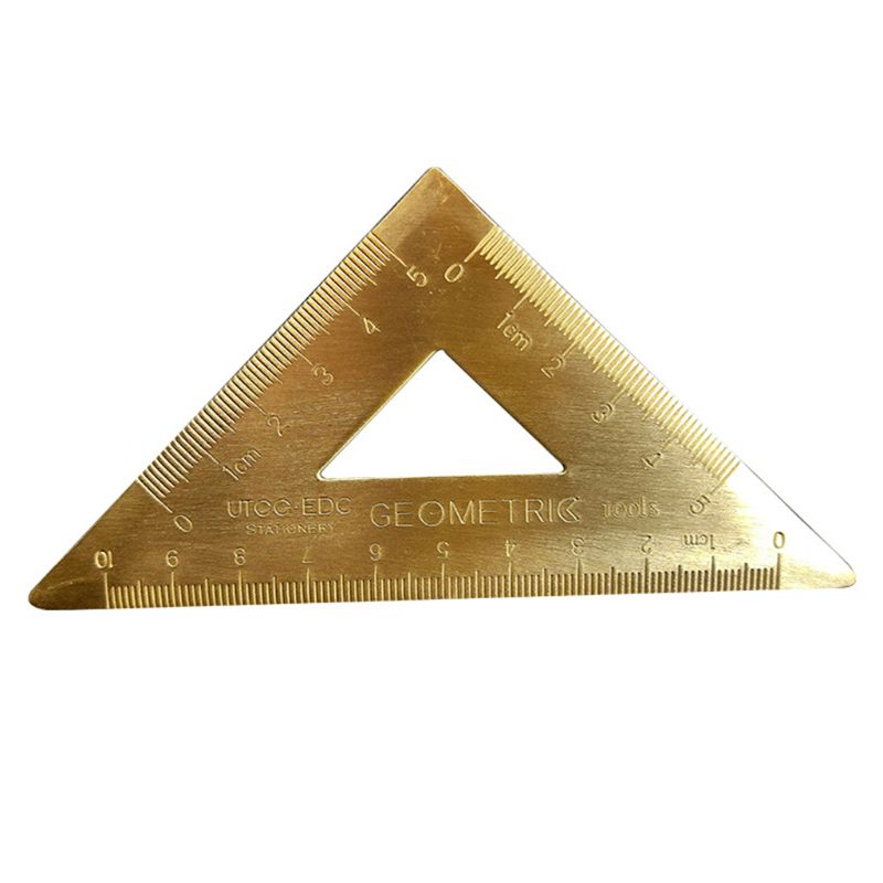 Brass Lsosceles Triangle Ruler Drawing Painting Measuring Tool Cartography Math