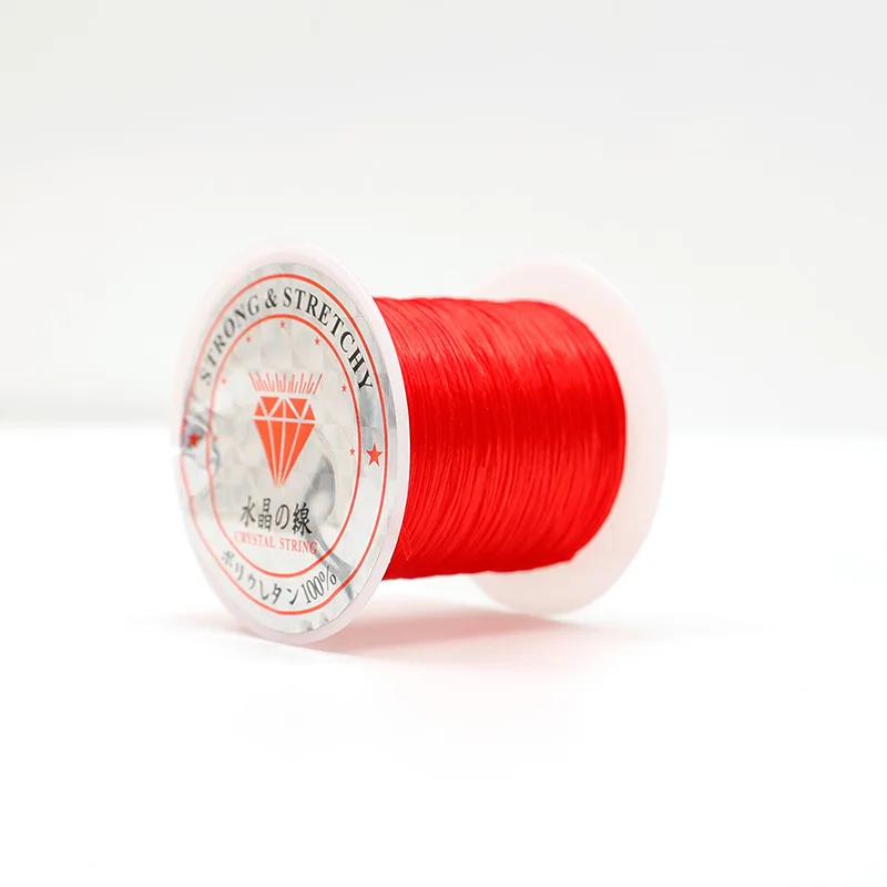 10M/rollo de pulseras de cordón de cuentas de cristal elástico fuerte, línea de goma elástica, cuentas de joyería, collar de hilo, cordones para hacer bricolaje: Rojo rosado