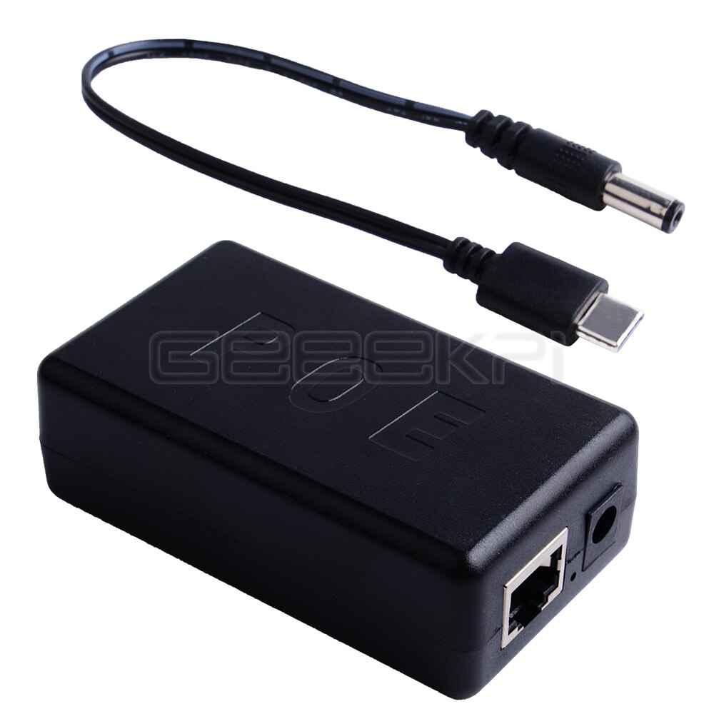 GeeekPi Gigabit Raspberry Pi 4 B/3B + PoE activo del divisor del USB tipo C 48V a 5V de potencia sobre Ethernet cable de interruptor de PoE