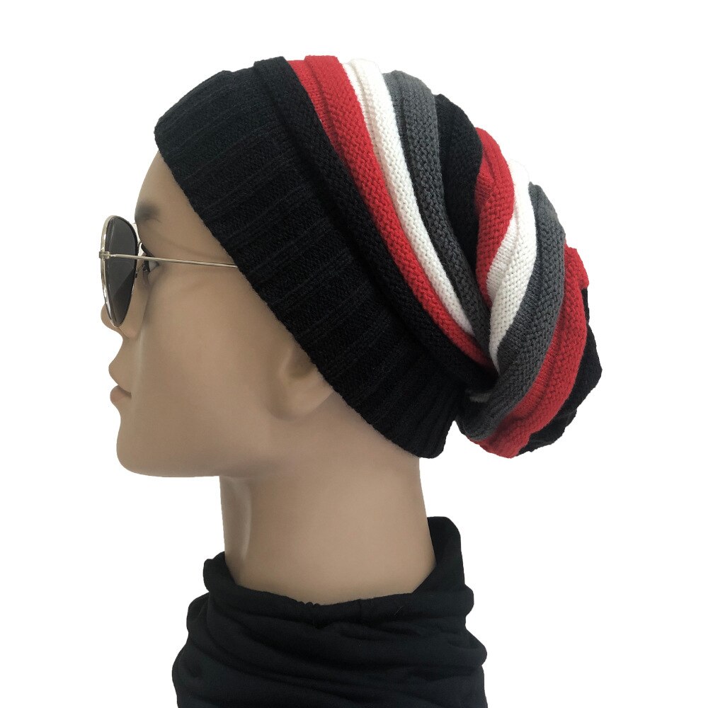 Bonnet Rasta pour hommes et femmes, Bonnet tricoté pour dames, style Hip Hop, Patchwork, à rayures, Ski, Hiver