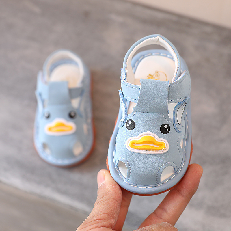 Estate neonate ragazzi sandali neonati primi camminatori fondo morbido bambino in pelle scarpe Casual anticollisione SXJ062: SXJ062Skyblue / CN 17 insole 12cm