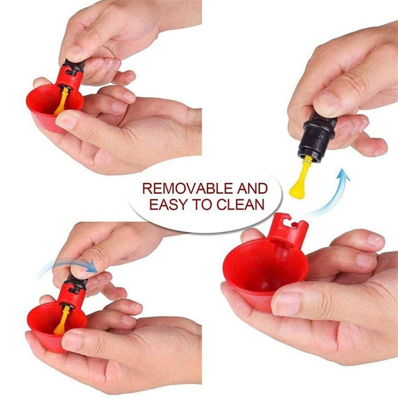 Automatic Chicken Water Cup Waterer Bowl Kit Farm Coop Poultry Waterer Drinking Water Feeder for Chicks Duck Goose Turkey Quail