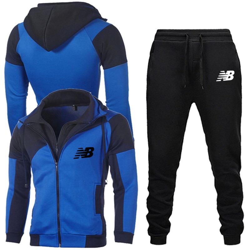 Sweat à capuche pour hommes, ensemble de sport deux pièces, pantalon, modèle masculin, de , , blanc et noir, ensemble à la automne survêtement de sport