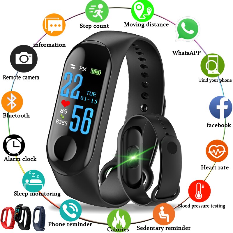 Smart Bracelet Blood Pressure M3 Fitness Tracker Watch IP67 Swimming Waterproof Tracker Heart Rate Monitor Smartband Men Women