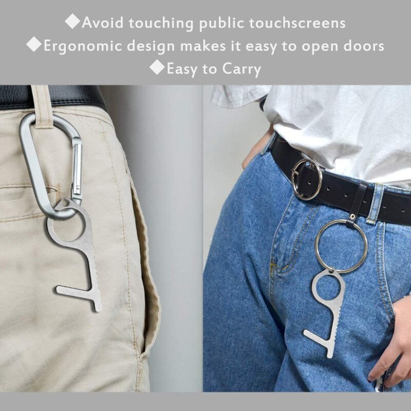 En STOCK ascenseur sans contact hygiène ouvre-porte clé hygiène à la main ouvre-porte clé en alliage de cuivre crochets de Protection de sécurité