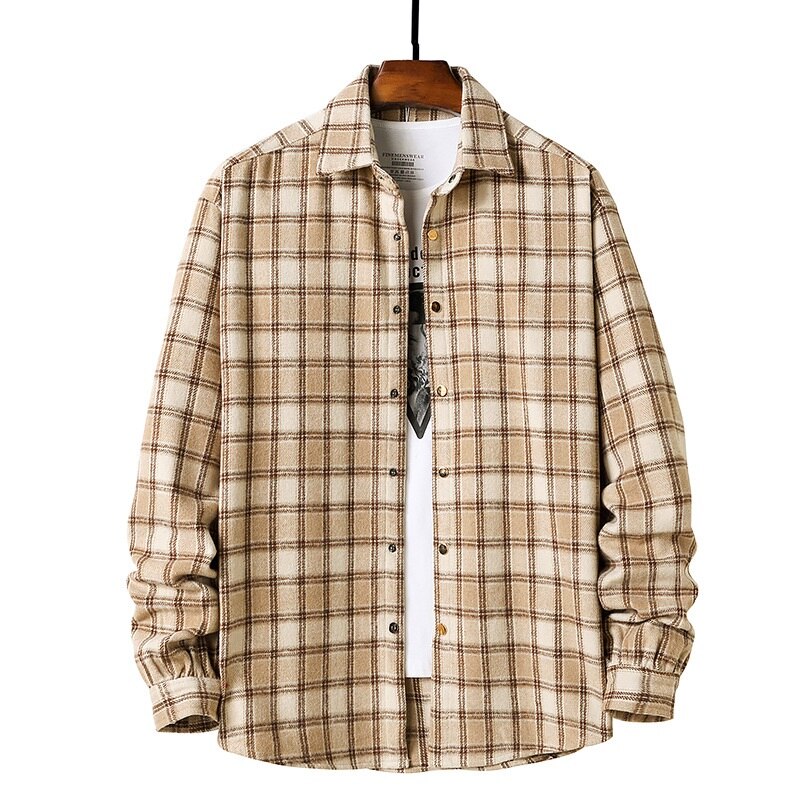 Men Flannel plaid shirt men's Casual Long Sleeve Shirt Soft Comfort Slim Fit Styles Brand Man Plus Size
