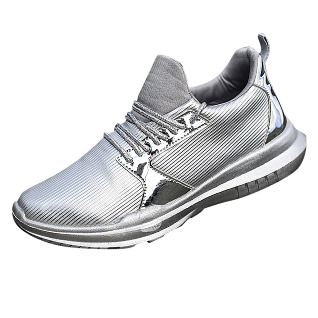 Running Shoes For Men Women Breathable Hard-wearing Jogging Walking Light Weight Sneakers zapatos de mujer cuero#25: Silver / 6