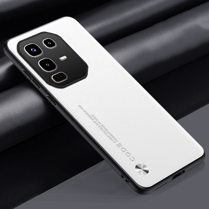 Funda de cuero para Infinix Note 50 Pro 4G fibra de carbono silicona dura a prueba de golpes mate funda de teléfono InfinixNote50Pro X6855 X6858: Cuero / Gris oscuro