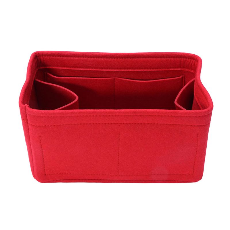 Bolso de fieltro multifunción para mujer, bolsa de cosméticos de maquillaje, bolso interior de viaje, organizador de almacenamiento, S/M/L: Rojo / M