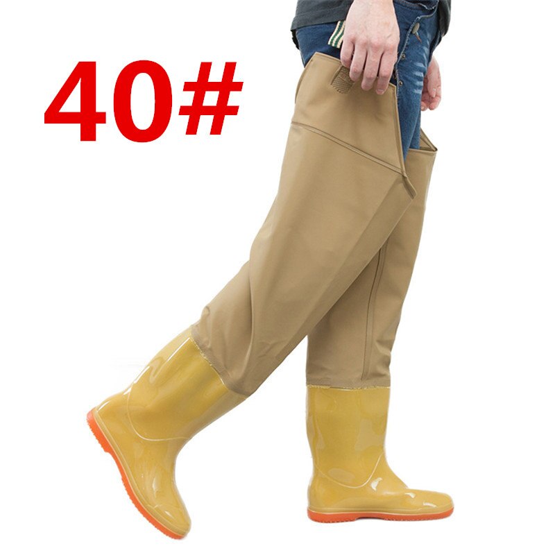 High-Jump Over Knee Waterproof Fishing Waders Leg pants Shoes Dichotomanthes End Rain Boots Adjust Height Strap Water Overalls: 40