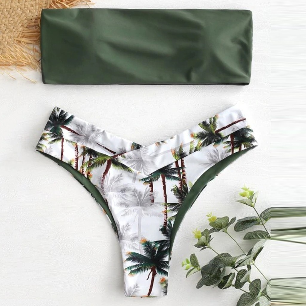 4 # Vrouwen Coconut Gedrukt Bikini Set Sexy Bikini Padded Swimwear Baden Badmode Beachwear Sweet Leisure Badpak Топик Женский