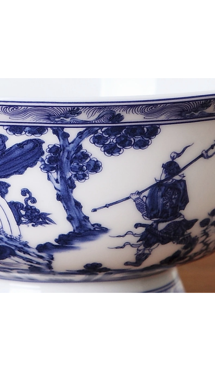 Exquisite Chinese Classical Blue and White Porcelain Auspicious Ancient People Bowl