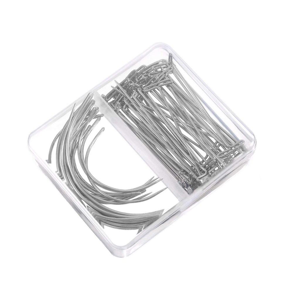 50Pcs 51mm Stainless Steel Straight Pins Stitch T Dressmaking Pins &amp; 20Pcs Hand Curved Needles Quilt Applique Sewing Accessories: Default Title
