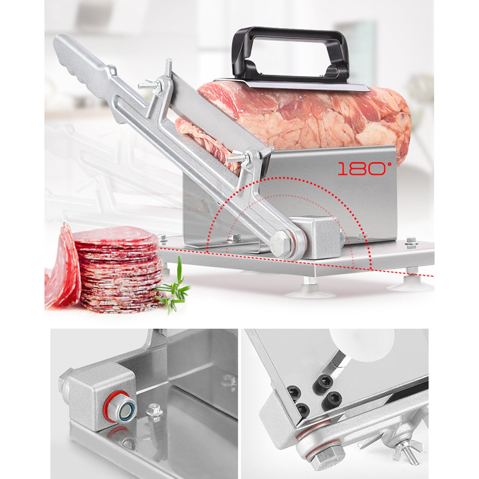 Manual Frozen Meat Slicer Stainless Steel Bacon Beef Cutter Thin Slicing for Home Cooking Pot Shabu