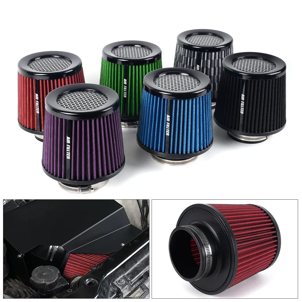 Car Air Filter High Flow Cone Cold Air Intake Filter Auto Modification Accessories Air-Filter Mesh Cone Universal 76mm 3inch