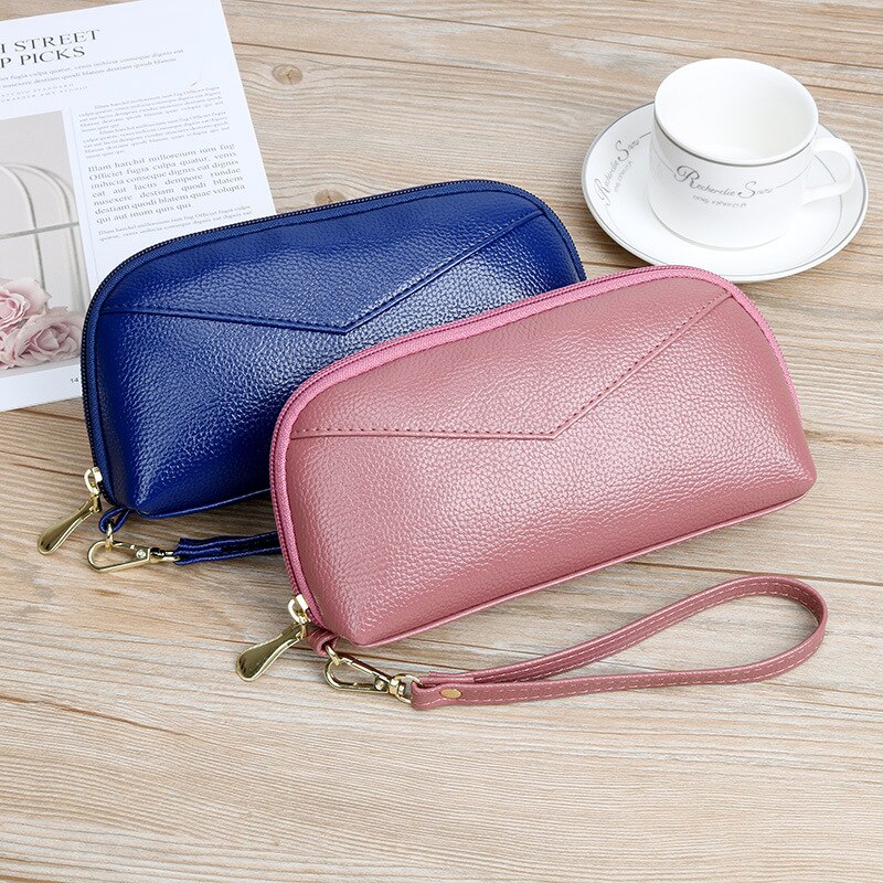 Nova moda feminina longa bolsa feminina grande capacidade de concha saco com zíper carteira bolsa do telefone móvel