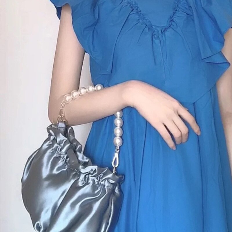 Schoudertas dames eenvoudige parel dumplings pakket dames persoonlijkheid satijn capaciteit handtassen tassen