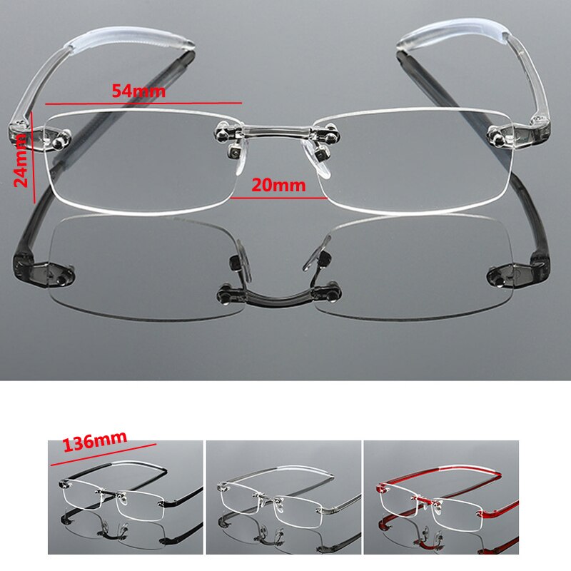 Frameless Blue Light Blocking Reading Glasses Men Women Rimless Hyperopia Eyeglasses Diopter +1.0 +1.5 +2.0 +2.5 +3.0