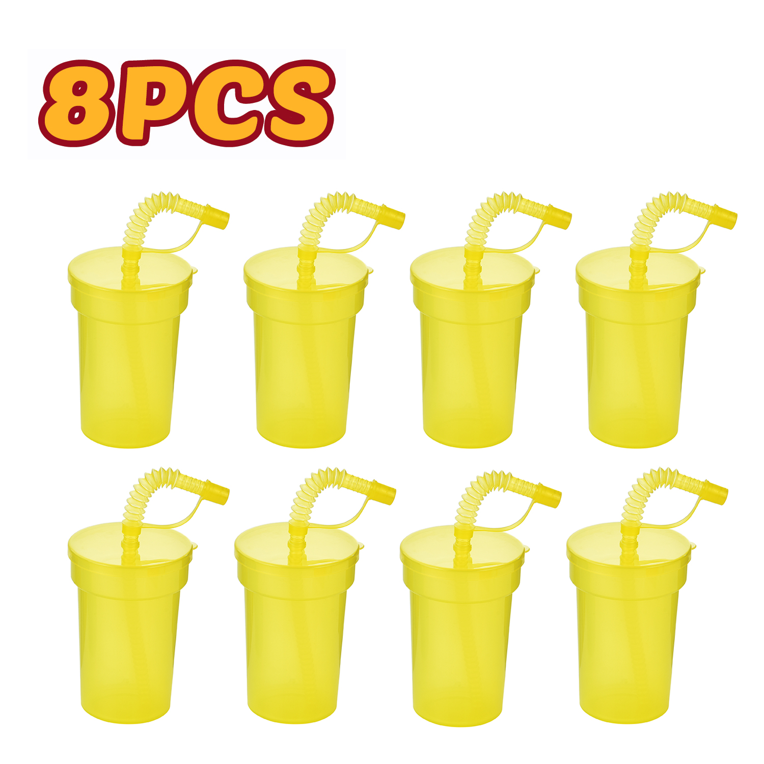 Tazas Sipper de neón: tazas coloridas y a prueba de derrames con tapas y pajitas, ideales para eventos escolares, fiestas temáticas y fiestas de cumpleaños: Caqui oscuro
