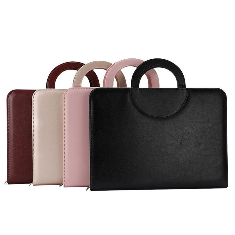Cartella portadocumenti A4 con manici cartella da lavoro per donna cartella portadocumenti in pelle Pu Organizer per Notebook