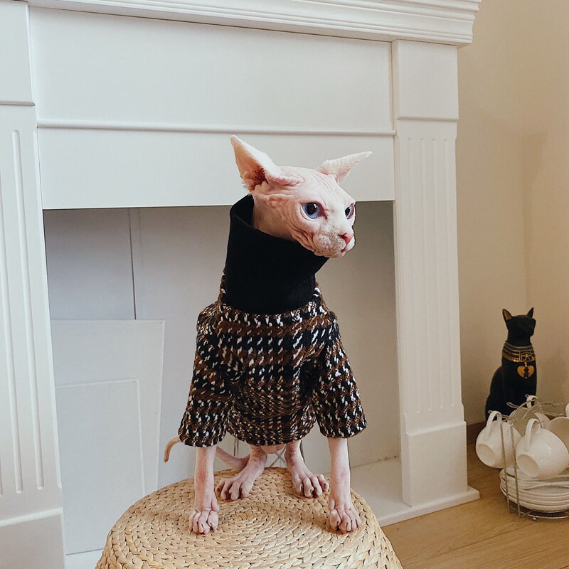 Mpk butik nackvärmande hårlös katttröja sphynx cat vinterkläder turtleneck-tröja
