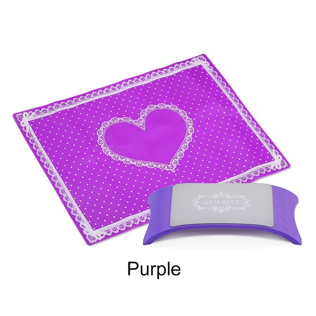 Pinpai 1 set silikon nail art handstöd manikyr bord armhållare kudde kudde matta pad hopfällbar tvättbar salong manikyr verktyg: Lila