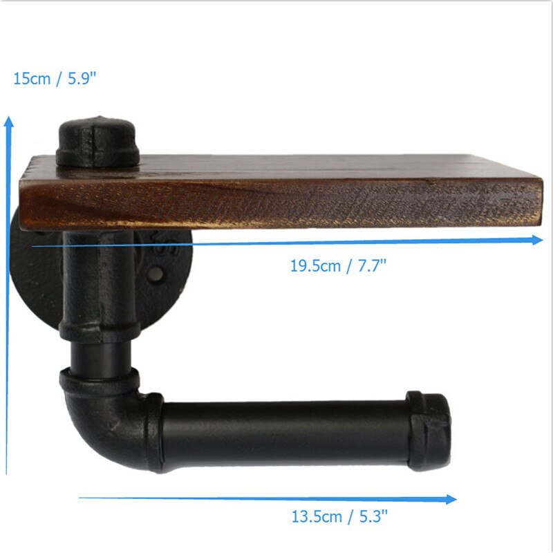 Bad Regale Industrie Retro Eisen Wc Papier Halter Bad Hotel Rolle Papier Tissue Hängen Rack Holz Regal Halter