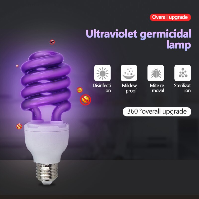 15W/20W Ultraviolet Light Energy Saving Bulb Spiral Quartz Fluorescent UV Black Light Bedroom Effect BlackLight Lamps