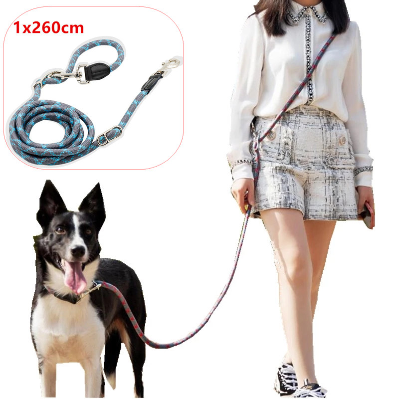 Correa reflectante ajustable para perro, correas de manos libres para caminar, a prueba de explosiones, suministros para mascotas: Blue 1x260cm