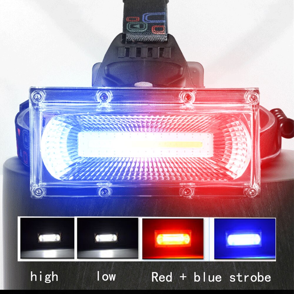 Floodlight COB LED Headlamps Waterproof working head lamp 3Modes Head Lantern 3*18650 Rechargeable Frontal HeadLamp