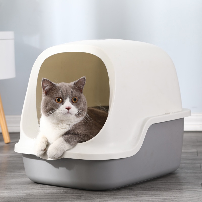 Stor kattekuldkasse send kattekuldspade fuldt lukkede katte toilet flip type lugtfast og stænksikker kattekuld