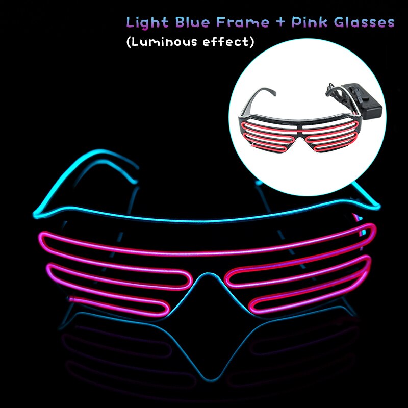Gafas luminosas LED para Halloween, brillo de neón brillante, luz intermitente, gafas de sol de cristal para suministros de , disfraces de utilería: Z02