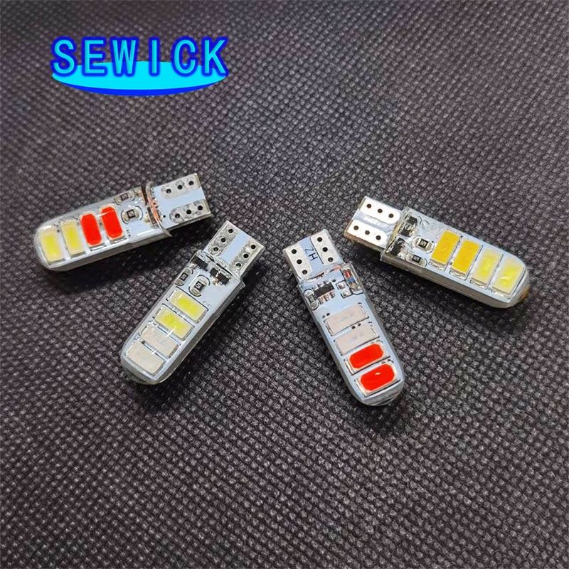 100pcs Color Flash Automobile LED Lamp T10 5630 8smd Double Color Flash Lamp T10 Silicone Lamp Bulb Car Accessories