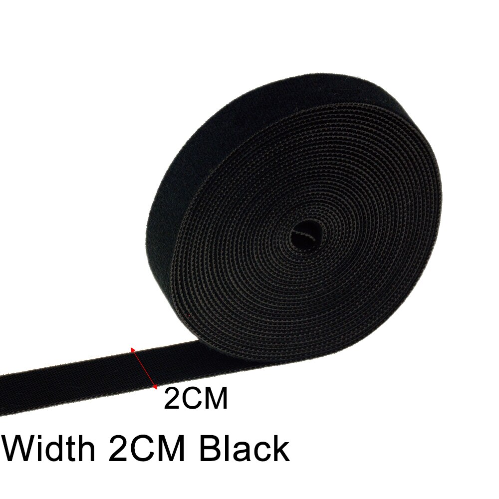 5M/Roll 2 Cm Breedte Plastic Magic Zelfklevende Tape Terug Naar Klittenbandsluitingen Diy Nylon Kabel clip Ties Wire/Desktop Management: Black Wide 2CM