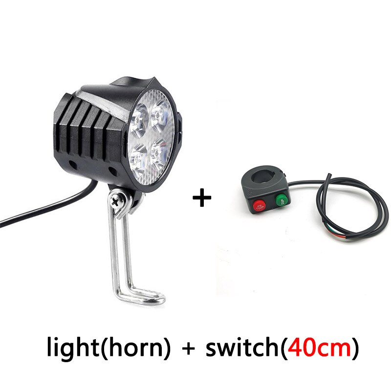 Ebike E-Bike Electric Scooter Light 12V-72V Electric Bicycle Light with Horn Waterproof Headlight Horn Set for m365: Yellow